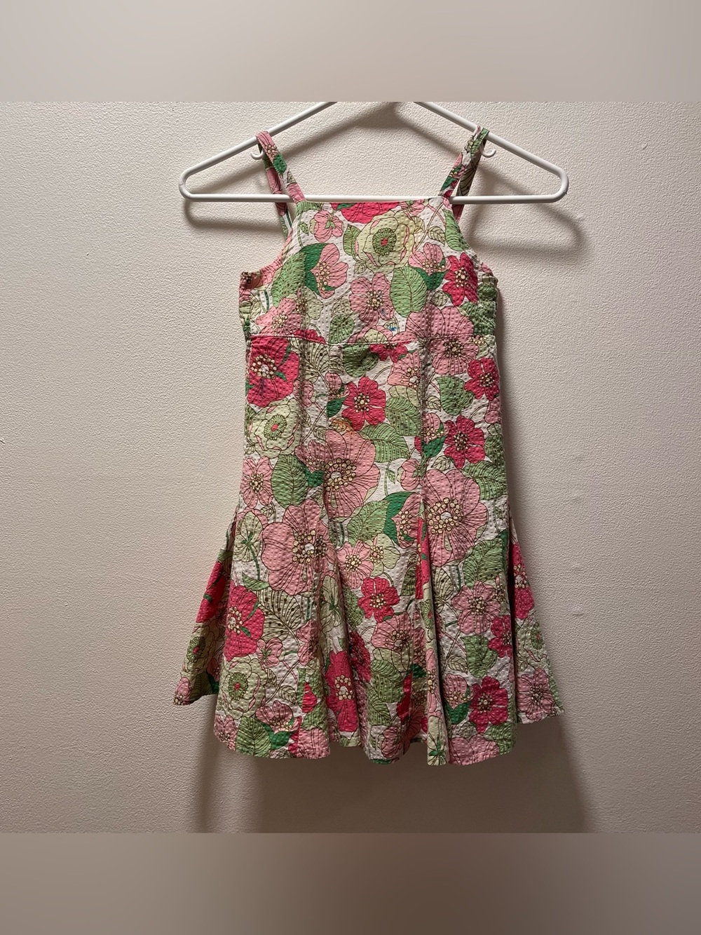 GAP Baby Floral Playful Cottage-core Comfy Sundress, Toddler, 4 Yrs, Pink/Green